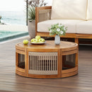 27.95" Acacia Wood Outdoor Coffee Table with Handwoven Rope Accent by HouseOfZazla