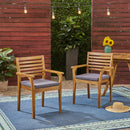 Outdoor Dining Chair With Slat Back And Acacia Wood Frame (Set of 2) - Gray / Teak by HouseOfZazla