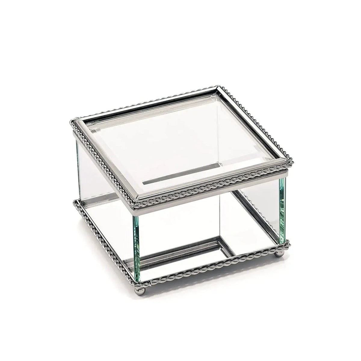 Square Glass Box with Hinged Cover, 3.75"