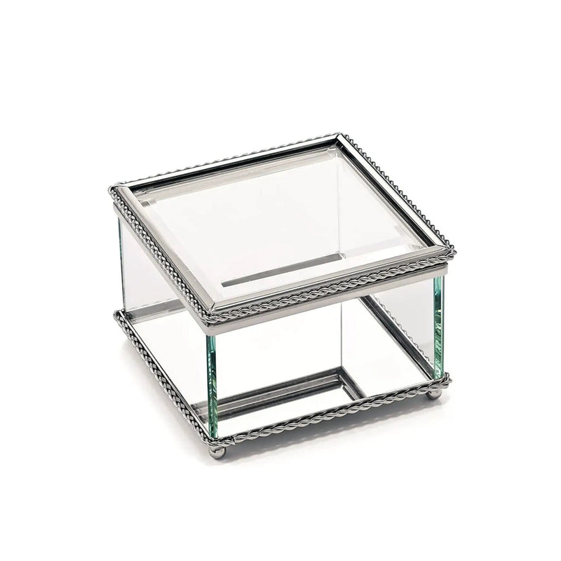 Square Glass Box with Hinged Cover, 3.75"