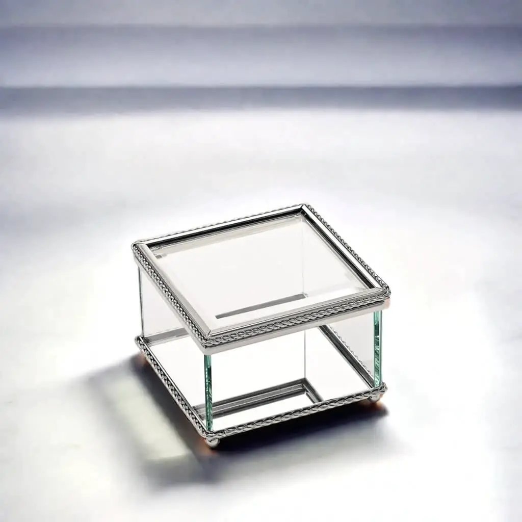 Square Glass Box with Hinged Cover, 3.75", installed in a room