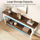 Console Table With Design, Extra Long Sofa Table For Living Entryway - Brown / White by HouseOfZazla
