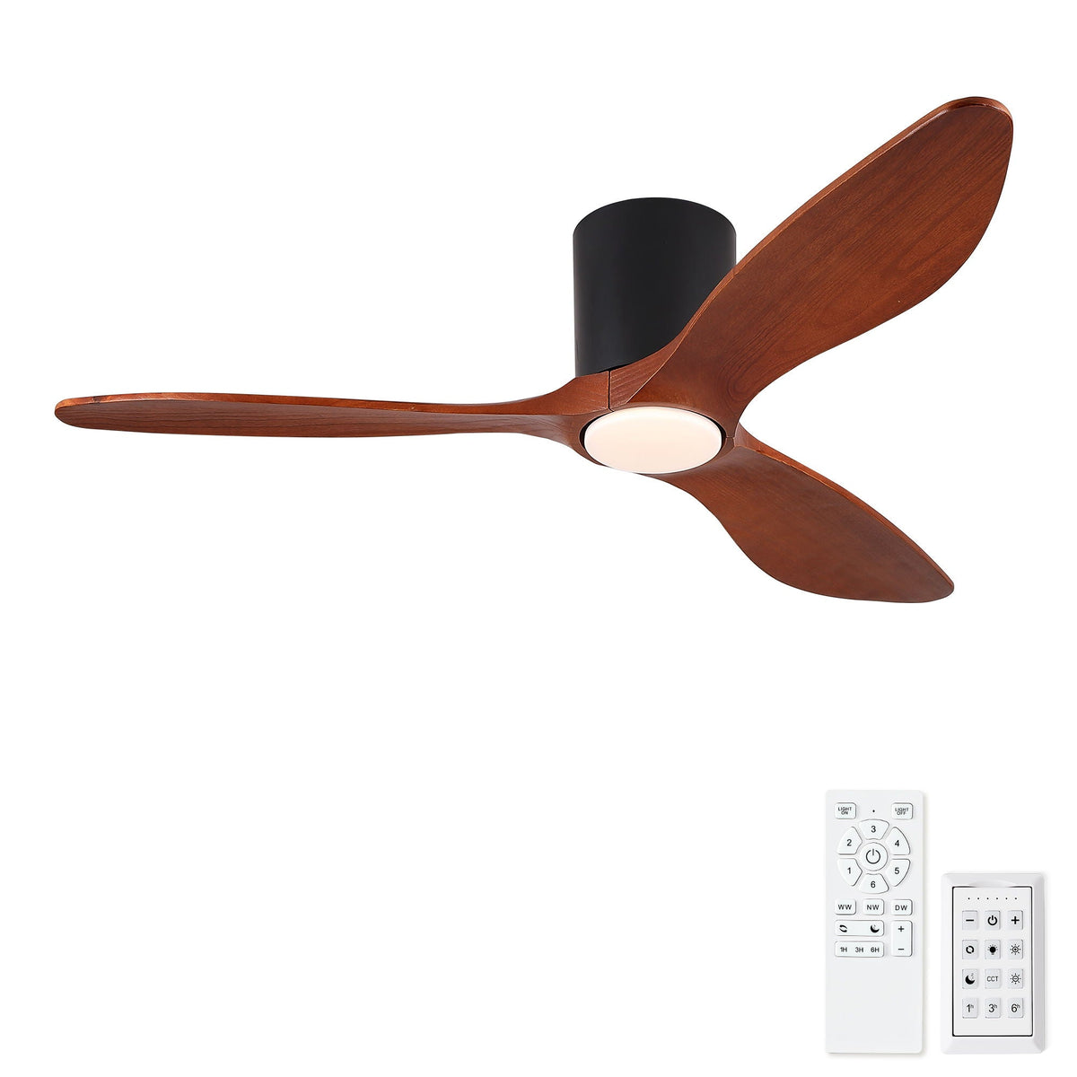 Low Profile Flush Mount Ceiling Fan With Light And Reversible Quiet Motor - Matte Black, photo 2 of 19