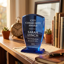 Medium Cobalt Shield Trophy, 7.5" by creativegiftsdirect