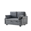 50" Velvet Upholstered Sleeper Sofa bed with Side Storage Pockets, Nailhead Design, 2-Seater Sofa with 2 Pillows and removeable Backrest Pull-out Sofa Bed for Small Spaces in Living Rooms