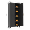 71'' 2 Shapely Doors Cabinet, Metal Storage Cabinet with Doors and Adjustable Shelves, for Bedroom, Living Room, Kitchen (Black)