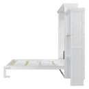 Queen Size Murphy Bed With Louvered Design And Multiple Storage Shelves - White by HouseOfZazla