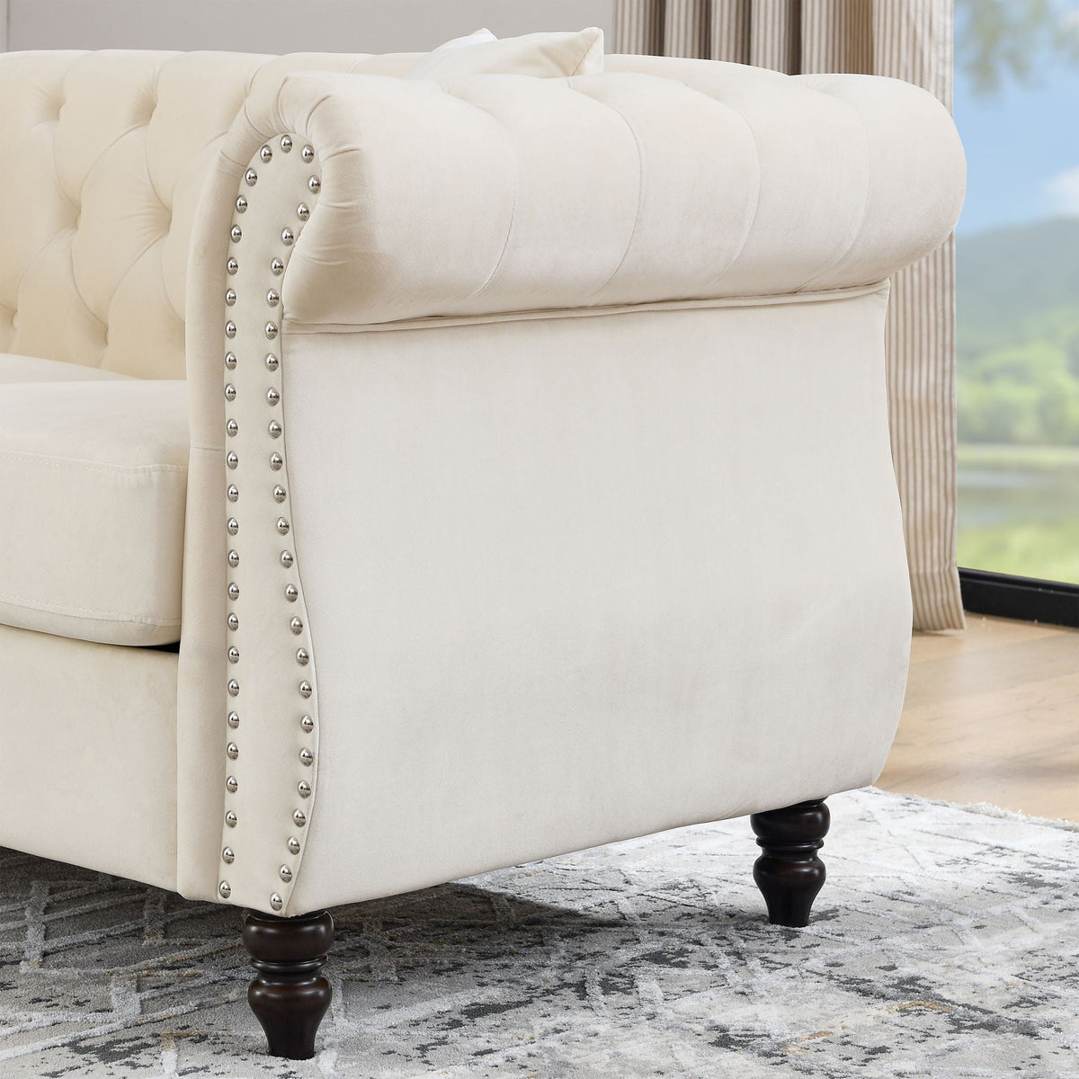 Chesterfield Sofa With Rolled Arms And Nailhead Trim, photo 6 of 40