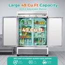 54" Commercial Refrigerator 49 Cu.Ft Stainless Steel 2 Door Reach-In Fridge by HouseOfZazla