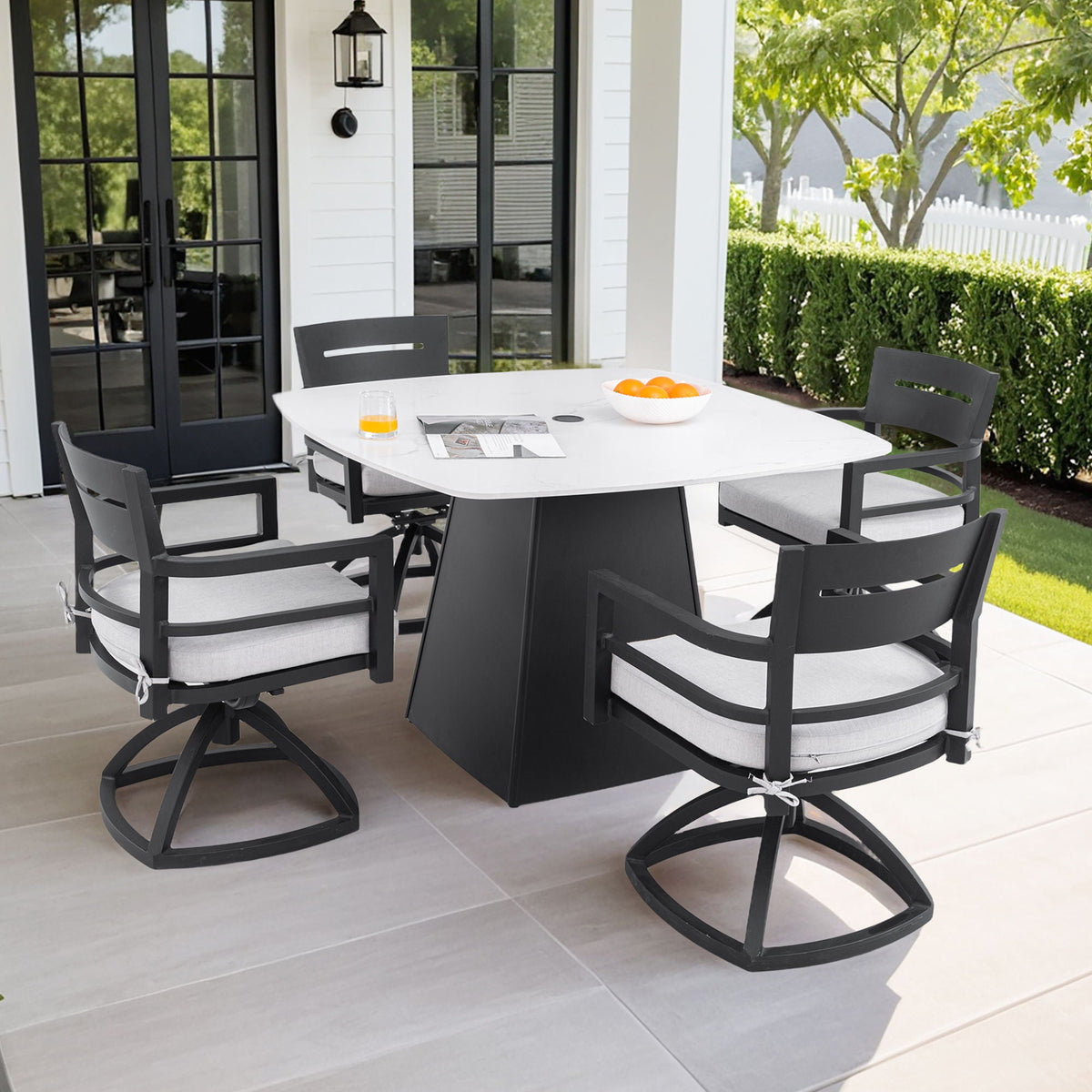 Outdoor Patio Dining Set, Squircle Dining Table, Dining Chairs With Sunbrella Cushions, photo 5 of 40