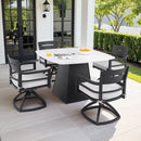 Outdoor Patio Dining Set, Squircle Dining Table, Dining Chairs With Sunbrella Cushions by Unique Piece Furniture