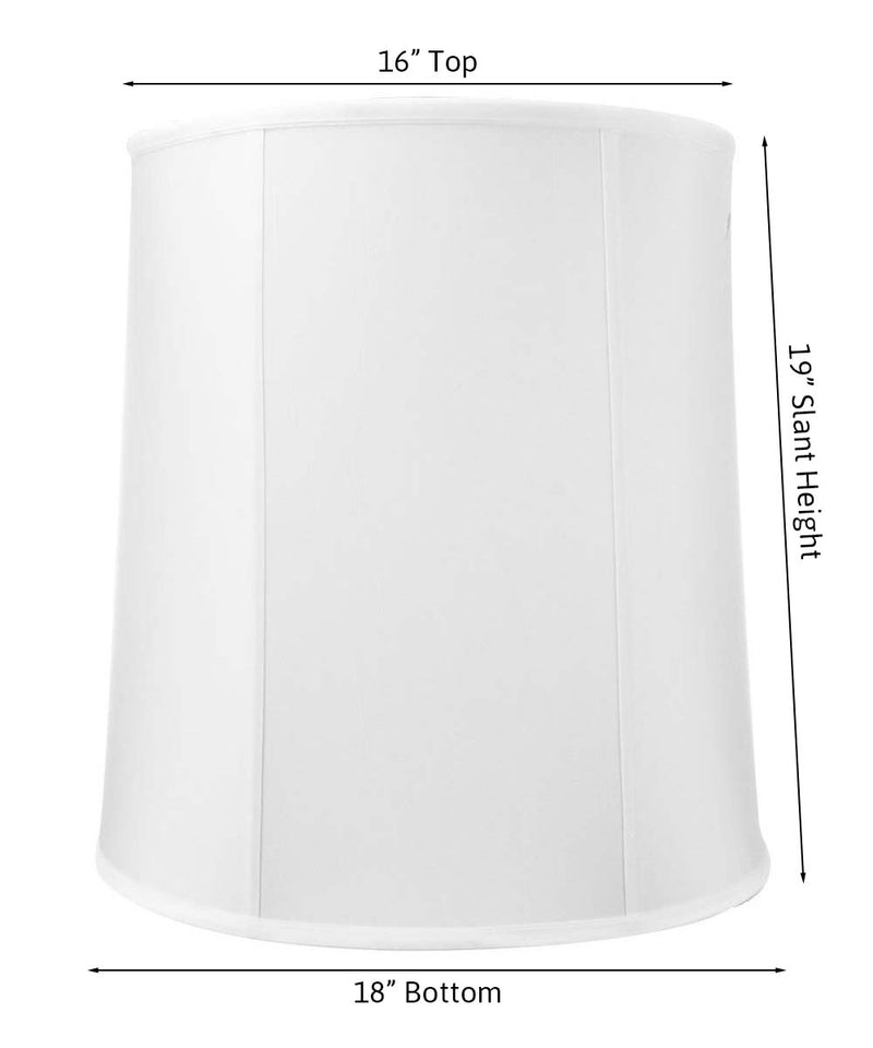 16x18x19 White Shantung Tall Drum Lampshade