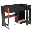 Gaming Loft Bed With Built In Desk, Wardrobe, LED Lighting And Drawer by Unique Piece Furniture