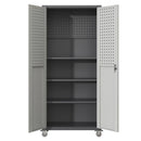 Metal Garage Storage Cabinet With Wheels Heavy Duty Tool Storage Cabinet - Brushed Nickel by HouseOfZazla