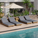 Lounge chaise Set, Acacia solid wood with  LOUNGE CUSHION (Dark Grey) - Matching Cream Version Available