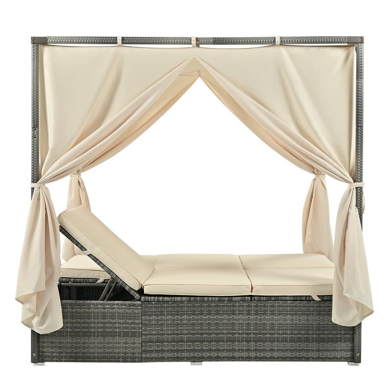 Adjustable Sun Bed With Curtain, High Comfort, With 3 Colors