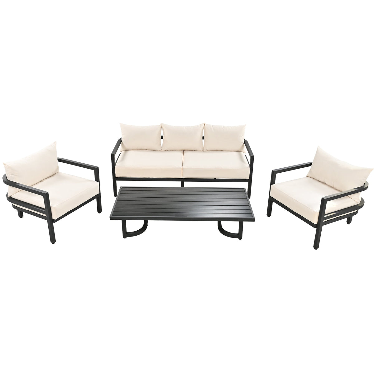 U_Style Multi-Person Outdoor Steel Sofa Set with Coffee Table, photo 5 of 10
