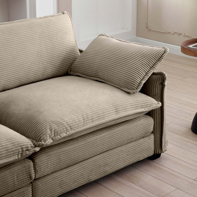 Walker Edison - Single Deep Seat Sofa With Footstool With One Pillow, Suitable for Living Room and Bedroom, Club Multiple Occasion,Came Corduroy