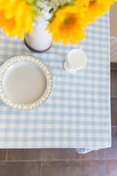 Blue Ruffled Gingham Tablecloth by Galley & Fen