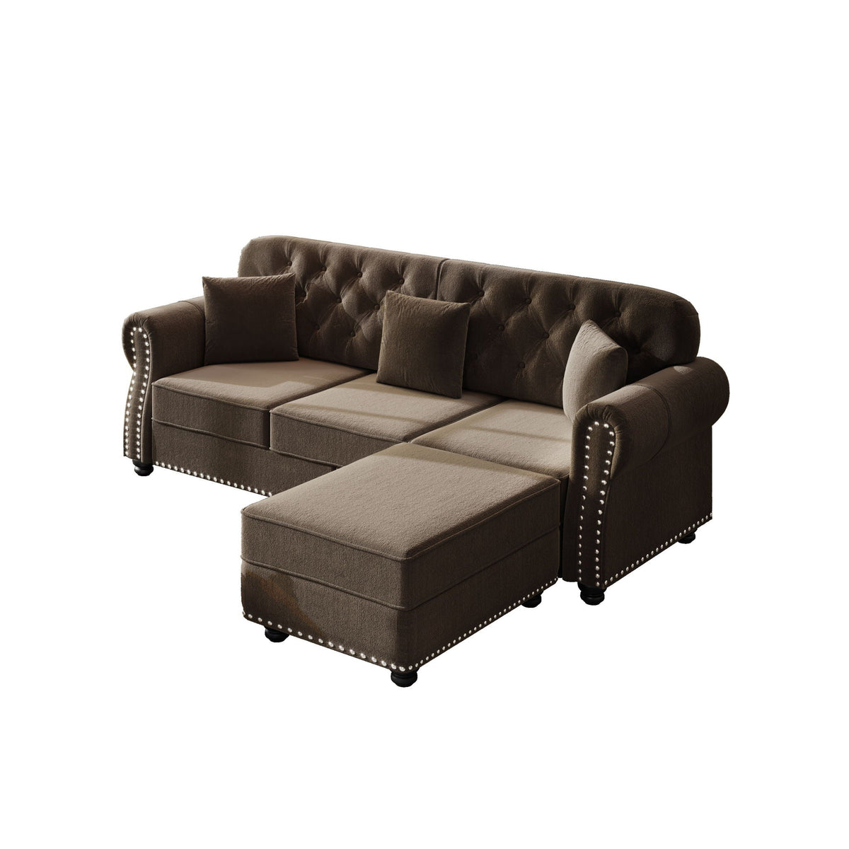 Upholstered 3 Seater Sofa Set With Ottoman, photo 4 of 39