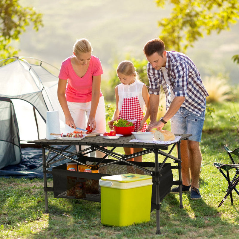 Folding Camping Table Portable Lightweight Aluminum Roll-up Picnic BBQ Desk with Carrying Bag Heavy Duty Outdoor Beach Backyard Party Patio, photo 9 of 9