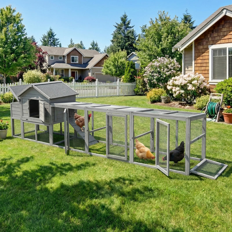 141" Gray Large Wooden Chicken Coop with Nesting Box, photo 8 of 10