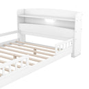 Wood Platform Bed With Built In LED Light, Storage Headboard And Guardrail by HouseOfZazla