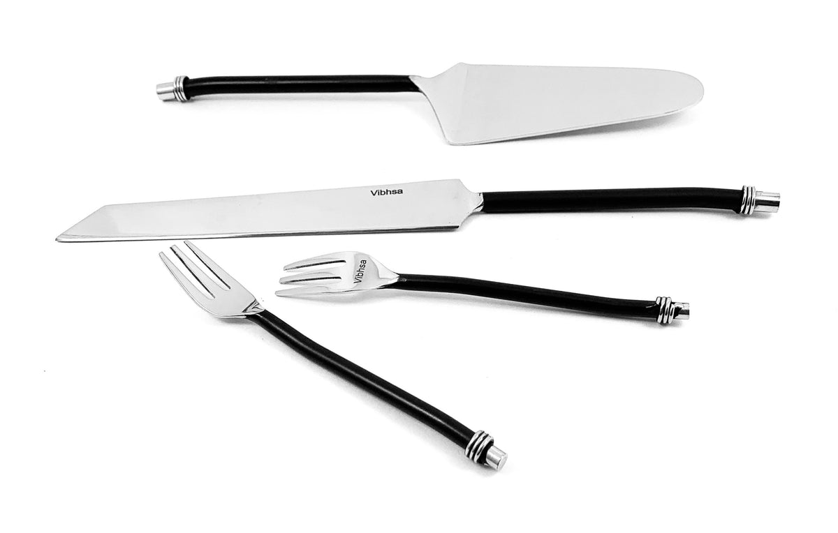 Cake Cutting & Serving Set with Forks (Black, Twisted Handle), photo 2 of 6