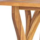 Outdoor 7 Piece Patio Rustic Acacia Wood Dining Set with Wicker Woven Chair