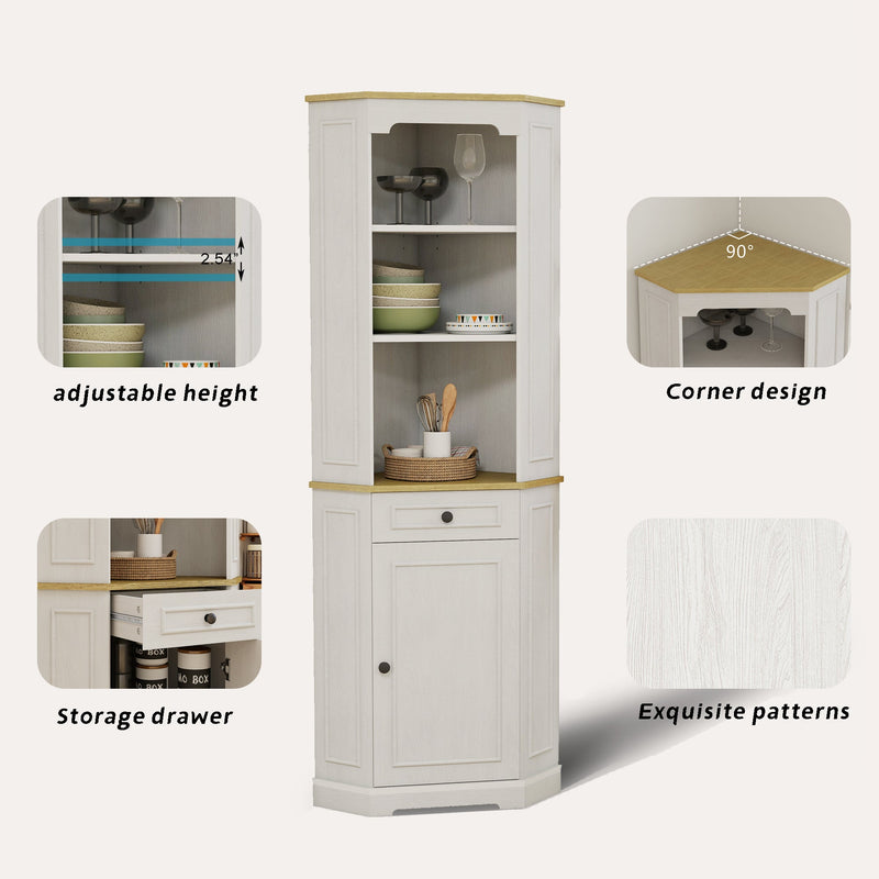 68" Tall Corner Cabinet with Door, Drawer, and Adjustable Shelf, photo 3 of 10