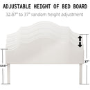 King Size, Upholstered Platform Bed Frame With Adjustable Headboard, No Box Spring Needed - White by HouseOfZazla