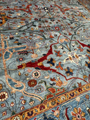 Hand-Knotted Trasitional Serapi Ghazni Wool Rug – 9’1” x 12’ – Intricate Floral Design