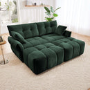 2 Seater Sofa Set With 2 Ottomans And Throw Pillows