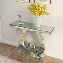 Modern Mirror Side Table with Double C-Shape Base