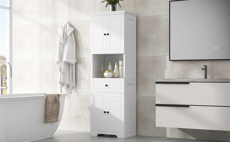 Walker Edison | White Tall Bathroom Storage Cabinet