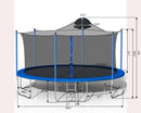 14Ft Trampoline For Adults & Kids With Basketball Hoop, Outdoor Trampolines With Ladder And Safety Enclosure Net For Kids And Adults, Double-Side Color Cover - Blue by HouseOfZazla