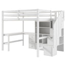 Loft Bed & L Shaped Desk, Drawers, Cabinet, And Storage Staircase by HouseOfZazla