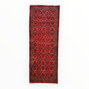 Vintage Mashhad Wool Runner – 3’3” x 8’4” – 1970s, Rich Red with Blue & Beige Accents