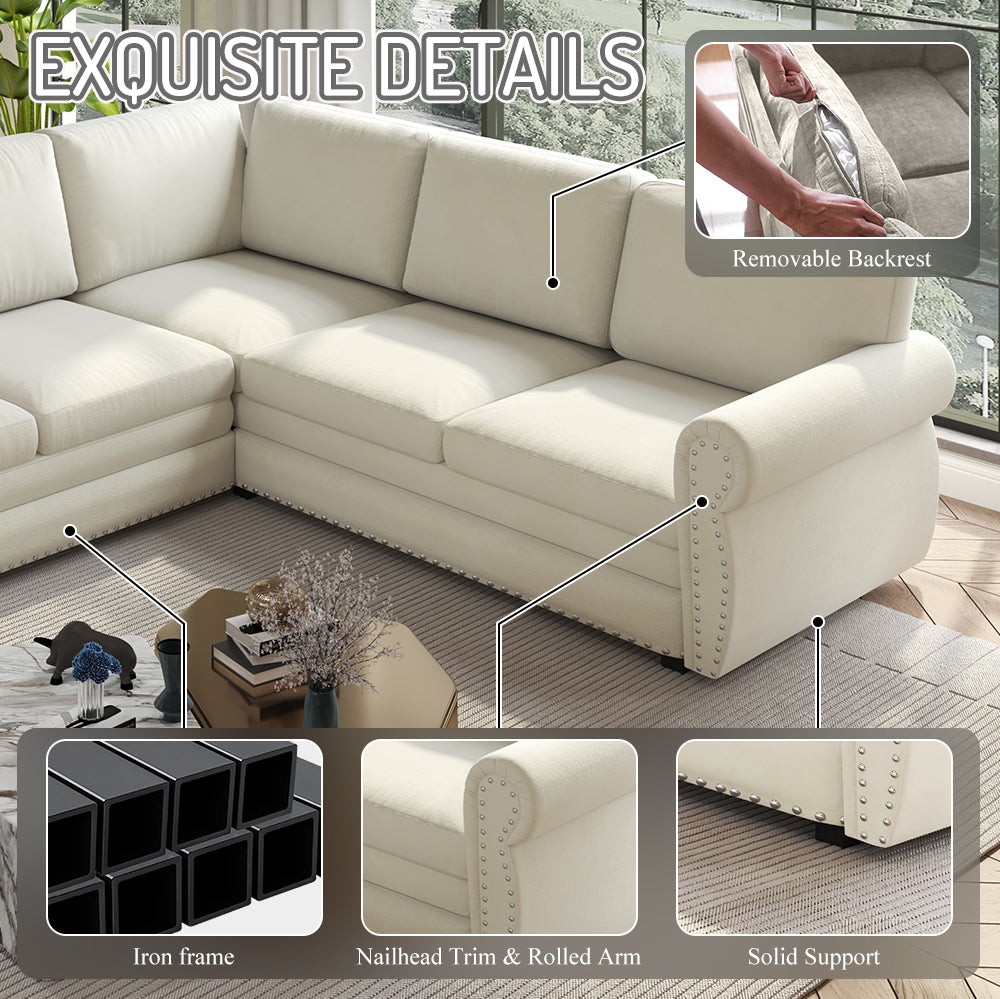 118" L-Shaped Convertible Sofa Bed, photo 7 of 10