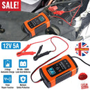 Car Battery Charger 12V 5A LCD Intelligent Auto Motorcycle Boat ATV Recover Pulse Repair