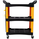3 Tier Rolling Auto Detail Cart With Wheels - Yellow & Black