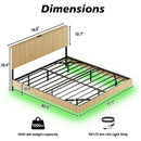 Floating Bedstead With Charging Station And LED Lights
