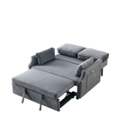 50" Velvet Upholstered Sleeper Sofa bed with Side Storage Pockets, Nailhead Design, 2-Seater Sofa with 2 Pillows and removeable Backrest Pull-out Sofa Bed for Small Spaces in Living Rooms