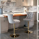 A&A Furniture,Golden Swivel Velvet Barstools Adjusatble Seat Height from 25-33 Inch, Modern Upholstered Bar Stools with Backs Comfortable Tufted for Home Pub and Kitchen Island（Gray,Set of 2） by Montret