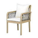 Outdoor Patio Acacia Wood Chairs With Woven Rope Arms (Set of 2)