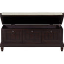 TREXM Classic Shoe Bench with Cushion and Three Drawers, Fluted Entryway Bench with Storage for Living Room, Entryway, and Hallways (Espresso)