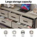 Wood Dresser with 7 Drawers, Wooden Storage Closet for Bedroom, Solid Clothes Cabinet with Sturdy Steel Frame, 48.58"Wx15.75"Dx31.22"H, 48 inch, Rustic Grey