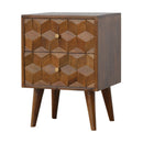 Cube Carved Bedside Table Nightstand - Chestnut by Unique Piece Furniture