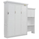 Queen Size Murphy Bed With Louvered Design And Multiple Storage Shelves - White by HouseOfZazla