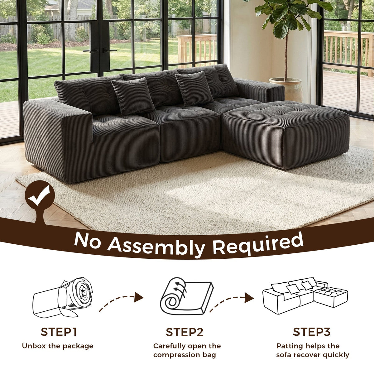 101" L-Shaped Modular Compression Sofa, photo 6 of 10